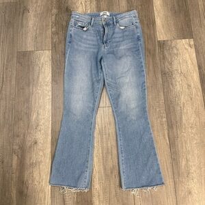 PAIGE Flare Cropped Light Blue Jeans